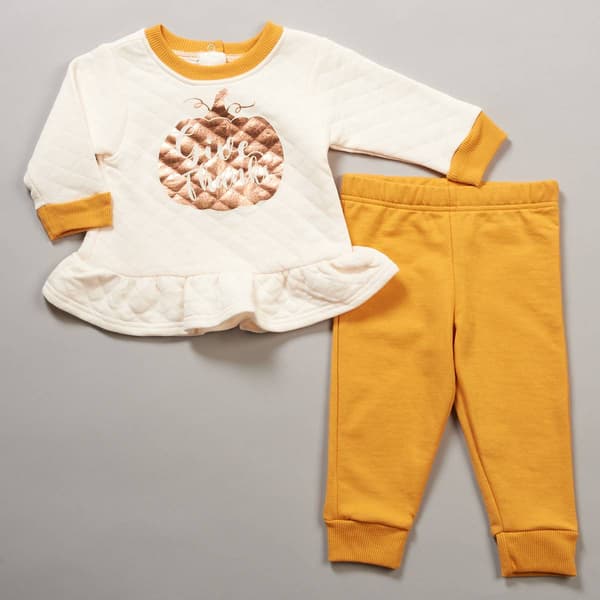 Baby Girl &#40;12-24M&#41; Mini Bean Give Thanks/Pumpkin Top & Pants Set - image 