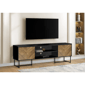 Monarch Specialties 72in. Black TV Stand with 2 Wood-Look Doors - image 1