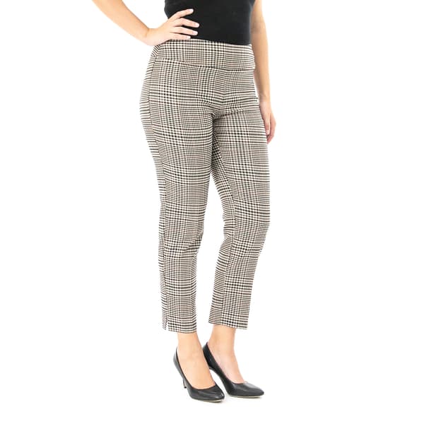 Womens Zac & Rachel Pull On Mini Plaid Ankle Pants