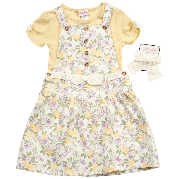 Girls (7-12) Little Lass Lemon Short Sleeve Jumper w/ Hair Bow - image 