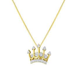 Diamond Classics&#40;tm&#41; Gold Plated Silver Mined Diamond Crown Necklace