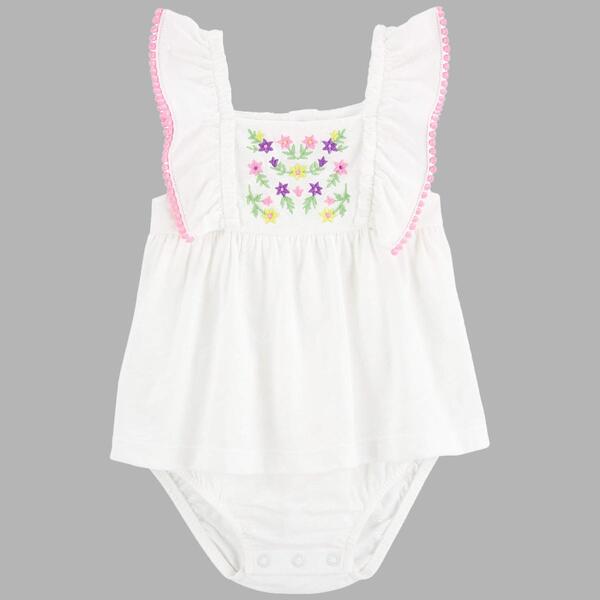 Baby Girl &#40;NB-24M&#41; Carters&#40;R&#41; Embroidered Flowers Ruffle Sunsuit - image 