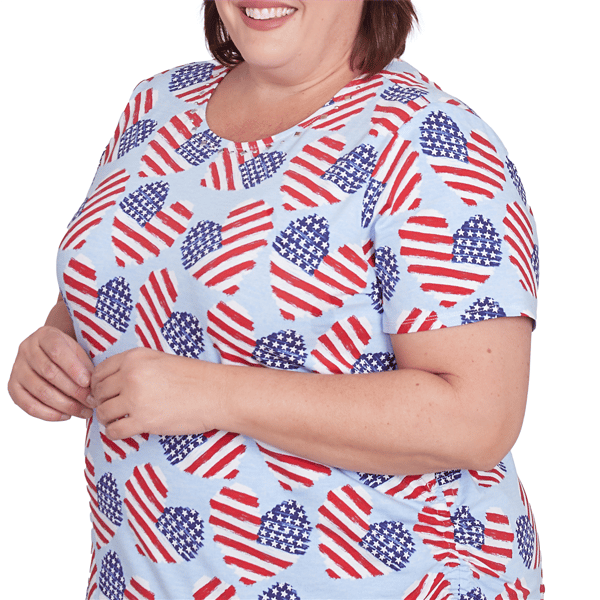 Plus Size Alfred Dunner Land of the Free Flag Hearts Tee
