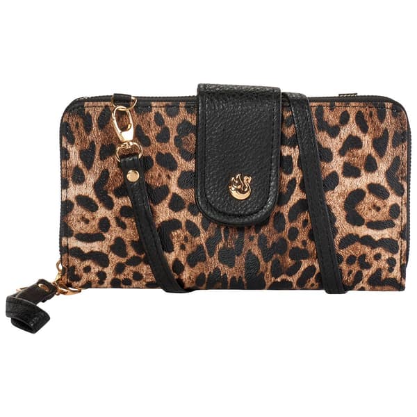 Womens Gloria Vanderbilt Leopard Zip Around Crossbody Wallet