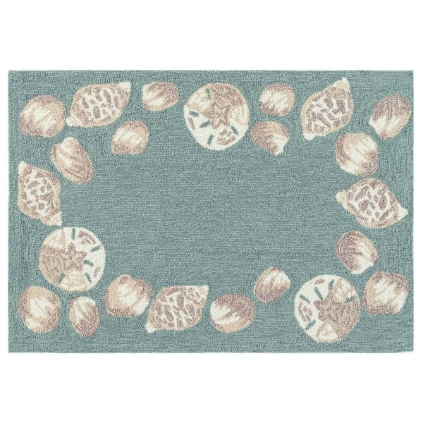 Liora Manne Capri Seashell Border Rectangular Small Accent Rug - image 