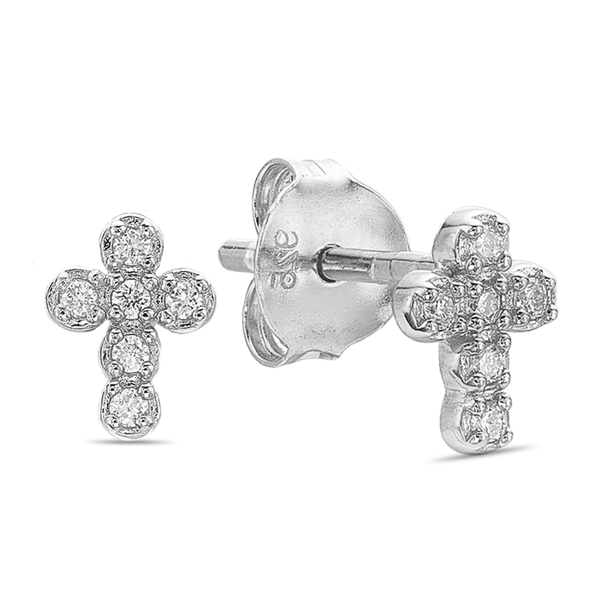 Brilliant Grown Lab-Grown Diamond Accent Cross Stud Earrings