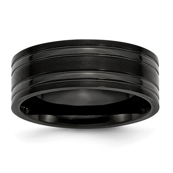 Mens Endless Affection&#40;tm&#41; 8mm Black IP-Plated Wedding Band - image 