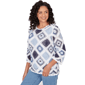 Petite Alfred Dunner Austin Long Sleeve Crochet Sweater - image 3