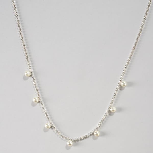 Rosa Rhinestones Pearl Trimmed Rhinestone Necklace - image 