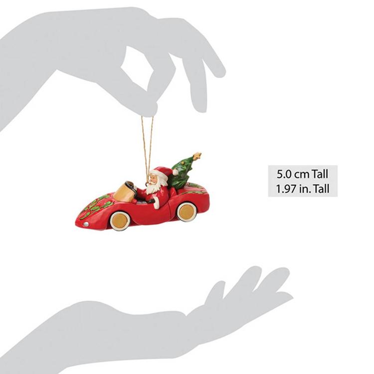 Jim Shore Santa in Sports Car Christmas Ornament