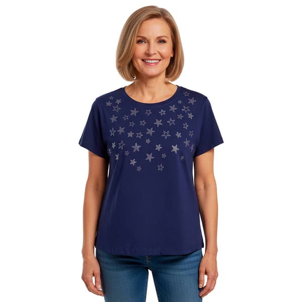 Petite Emily Daniels Short Sleeve Rhinestone Star Tee