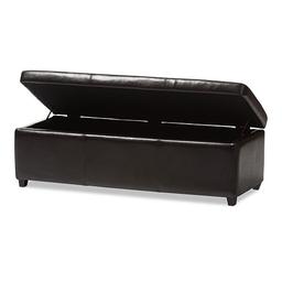 Baxton Studio Full Leather Storage Bench Ottoman