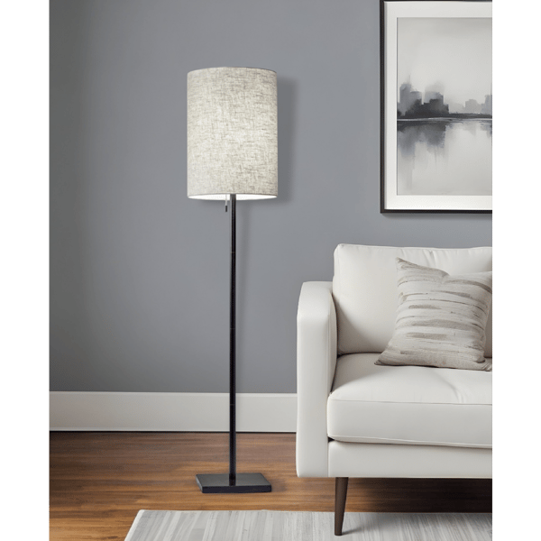 HomeRoots 61in. Bronze Floor Lamp With Fabric Shade
