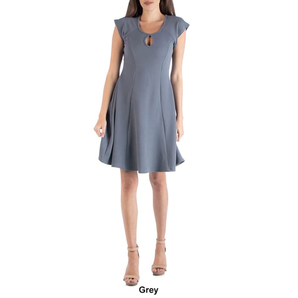 Womens 24/7 Comfort Apparel Fit & Flare Dress with Keyhole