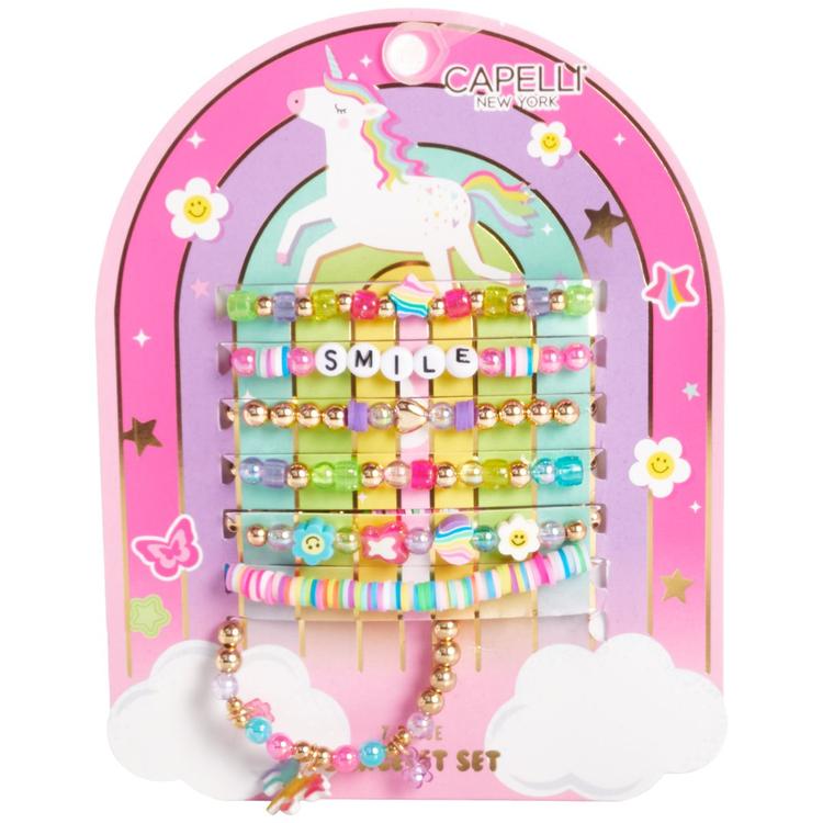 Girls Capelli® New York 7pc. Unicorn Smile Bracelet Set