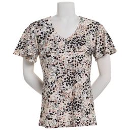 Plus Size Emily Daniels Short Sleeve 3/4 Zip Dot Jacquard Blouse