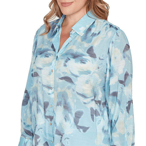 Plus Size Skye’s the Limit Fresh Start Abstract Button Blouse