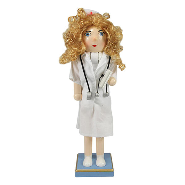 Northlight Seasonal 15in. Nurse with Stethoscope Nutcracker - image 