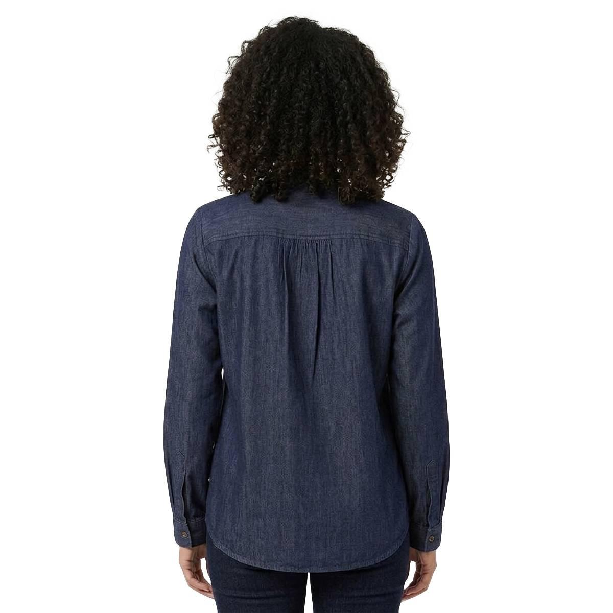 Womens Nautica Long Sleeve Denim Ruffle Blouse