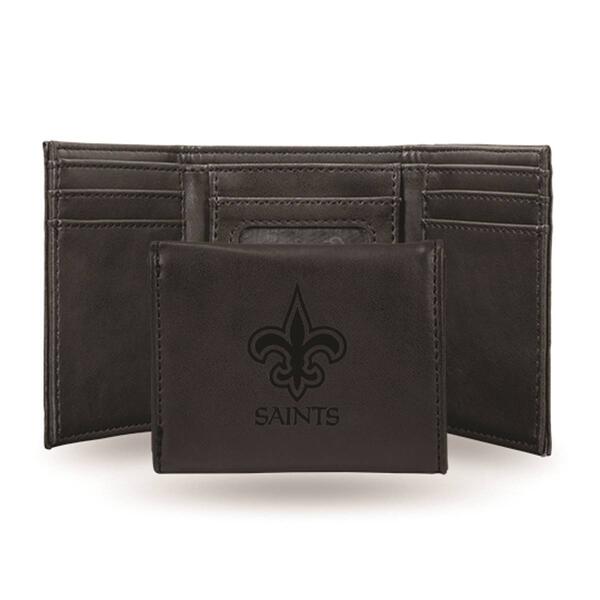 Mens NFL New Orleans Saints Faux Leather Trifold Wallet - image 