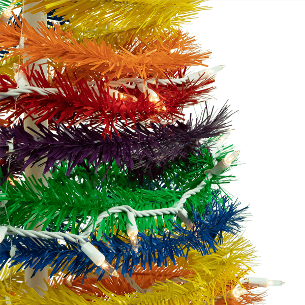 Northlight 4ft. Pre-Lit Rainbow Tinsel Pop-Up Christmas Tree
