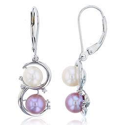 Gemstone Classics(tm) Double Pearl Dangle Leverback Earrings
