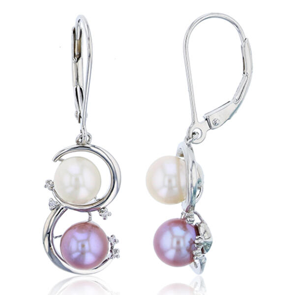 Gemstone Classics&#40;tm&#41; Double Pearl Dangle Leverback Earrings - image 