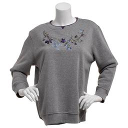 Womens Hasting & Smith Floral Vine Embroider Fleece Sweatshirt