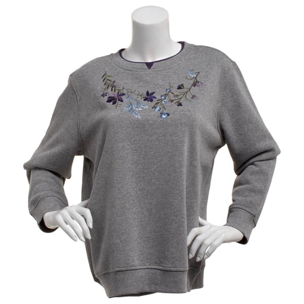 Petite Hasting & Smith Floral Vine Embroider Fleece Sweatshirt