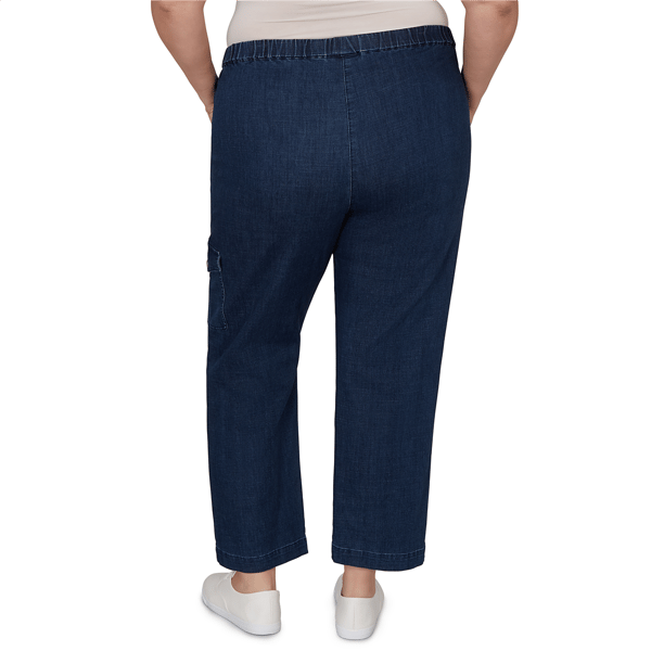 Plus Size Alfred Dunner Indigo Girls Pull On Cargo Pocket Jeans - image 