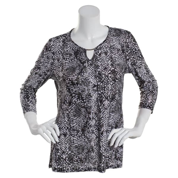 Womens Emily Daniels 3/4 Sleeve Leopard Foil Bar Neck Blouse - image 