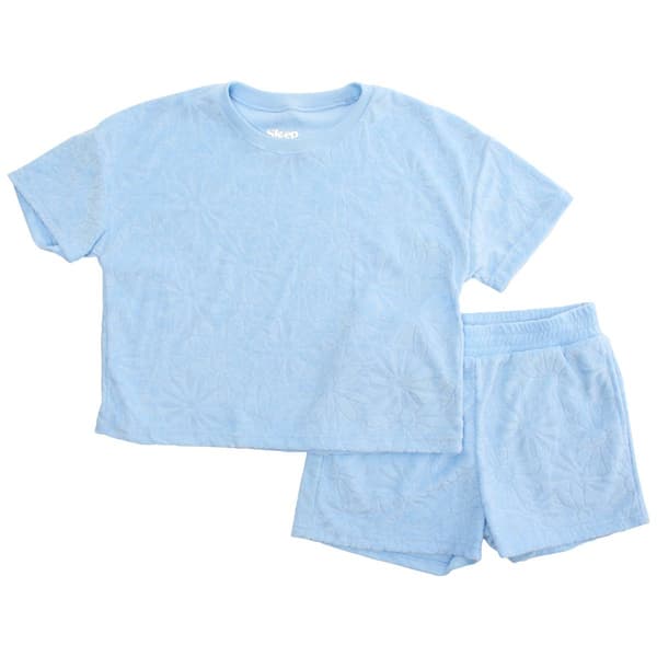 Girls (7-16) Sleep On It(R) Terry Floral Top &amp; Shorts Pajama Set