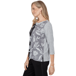Petite Alfred Dunner Weekend Warrior Floral Knit Blouse