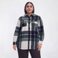 Plus Size Mountain Ridge Plaid Twill Shacket - Navy Gianna - image 1