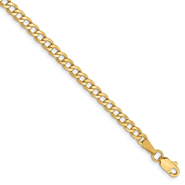 Mens Gold Classics&#40;tm&#41; 3.35mm. 14k Semi Solid Curb Link Bracelet