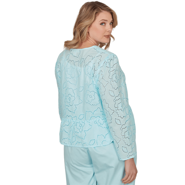 Plus Size Ruby Rd. Renaissance Romance Floral Eyelet Cardigan - image 