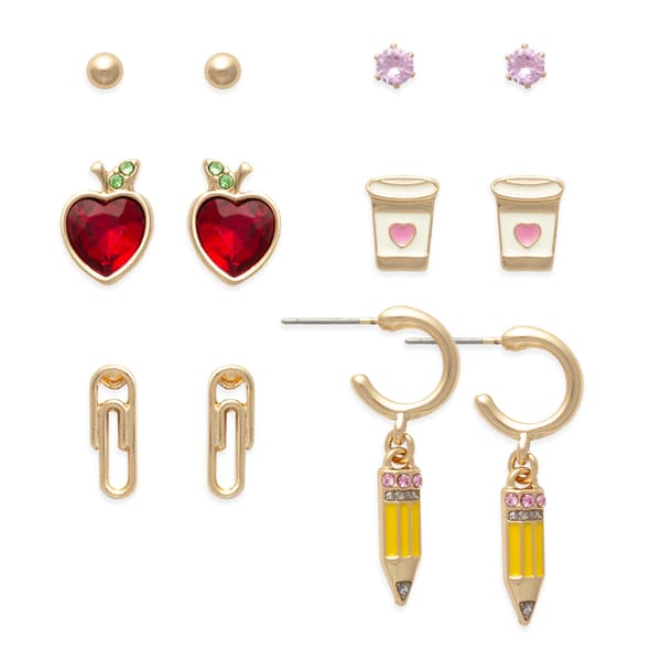 Ball/Rhinestone/Pencil/Paper Clip/Arrow/Coffee Earrings Set - image 