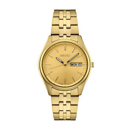 Mens Seiko Essentials Gold-Tone/Yellow Dial Watch - SUR430