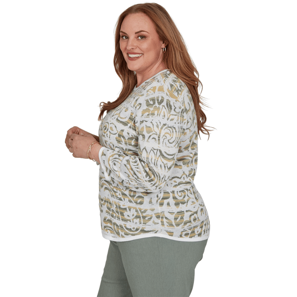 Plus Size Alfred Dunner Provence Paisley Stripe Sweater