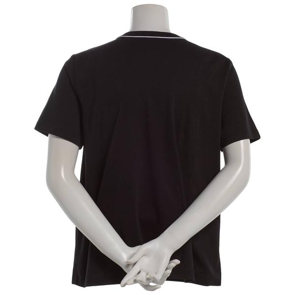 Petite Hasting & Smith Short Sleeve Split Neck Tee with Piping
