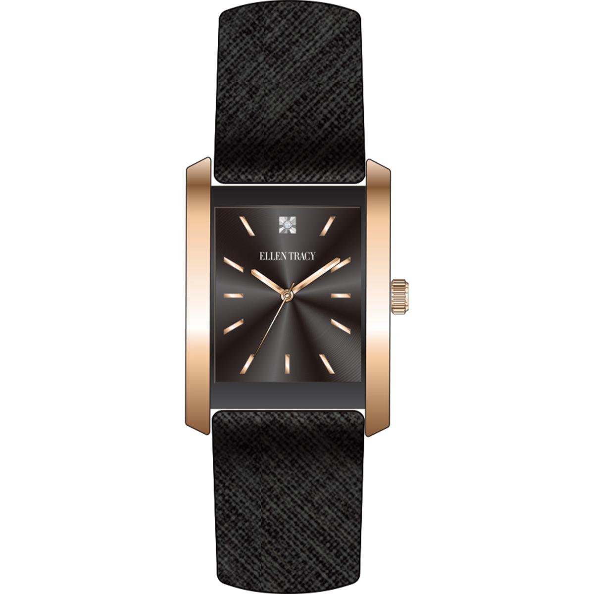 Womens Ellen Tracy Genuine Diamond Rectangular Watch -...