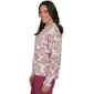 Petite Hearts of Palm Berry Fabulous Long Sleeve Floral Sweater - image 4
