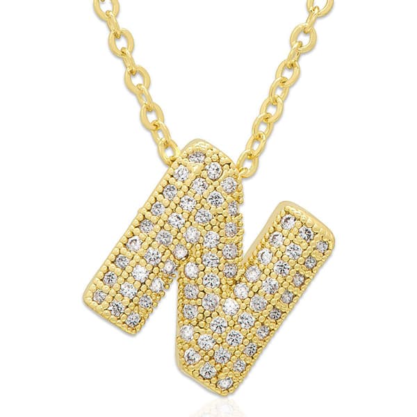 Accents by Gianni Argento 14kt. Gold Bubble Initial N Pendant - image 