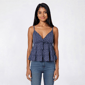 Juniors Pink Rose Jersey Tier Baby doll Tank Top - Indigo - image 1