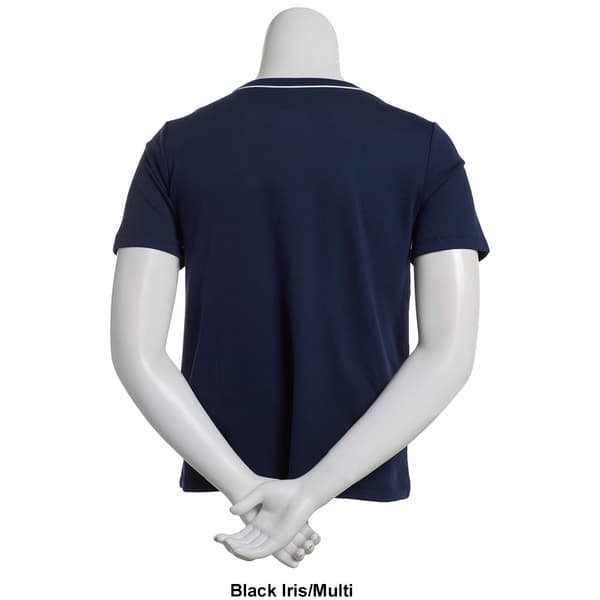 Womens Hasting & Smith Short Sleeve Split Neck Piped Tee