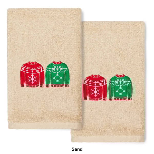 Linum Home Textiles Christmas Sweaters Hand Towels Set Of 2