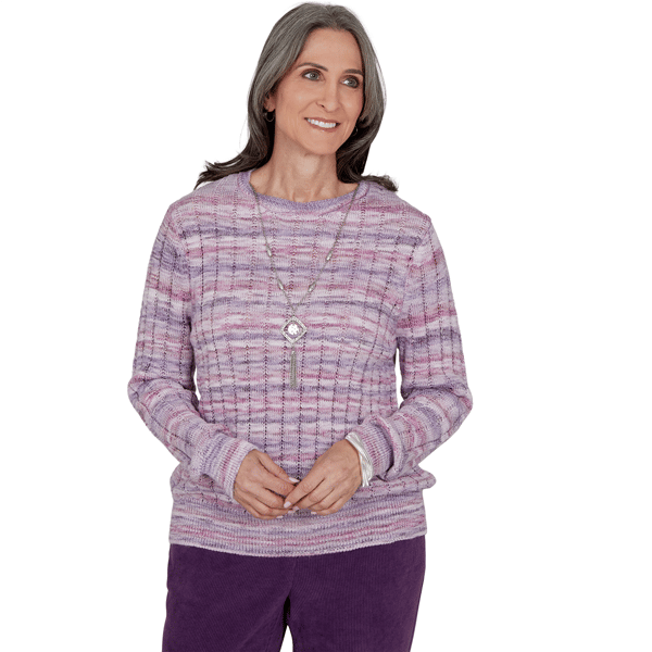 Womens Alfred Dunner Vail Space Dye Rib Knit Sweater - image 