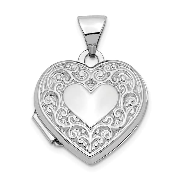 Gold Classics(tm) 14kt. White Gold Scroll Heart Locket - image 
