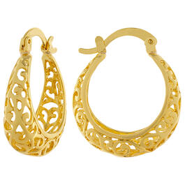 Gold Over Fine Silver Plated 22mm Filigree Hoop Earrings