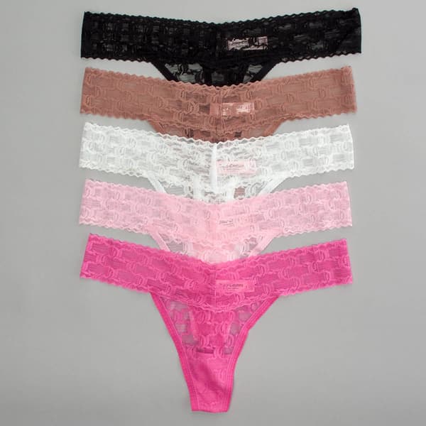 Juniors Juicy Couture 5pk. Logo Mesh Thong Panties JC8046-5PKA